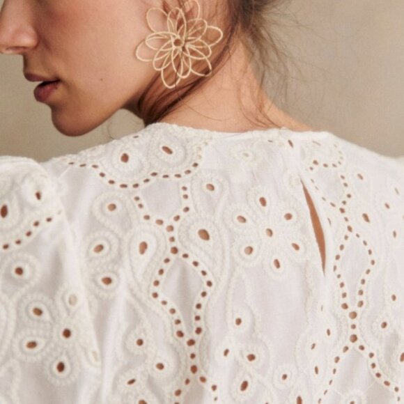Sezane White Eyelet Blouse - Picture 2 of 9
